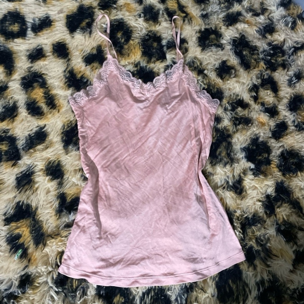Pink lace tank top